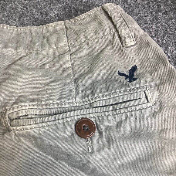 American Eagle Chino Shorts Mens 30 Gray Awesome Wash Stretch Classic Preppy 10" - Picture 12 of 14